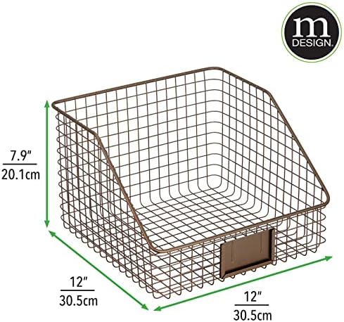 MDESIGN SLANTED METAL METAL COZINHA ORGANIZADOR DE AMANIZAÇÃO DE BINCAÇÃO COM CASA DE LABELA PARA CABELO, CATERATURA, RECIMENTO