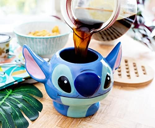 Disney Lilo & Stitch 3D caneca de cerâmica esculpida | Xícara de café grande de 20 onças para café expresso, chá