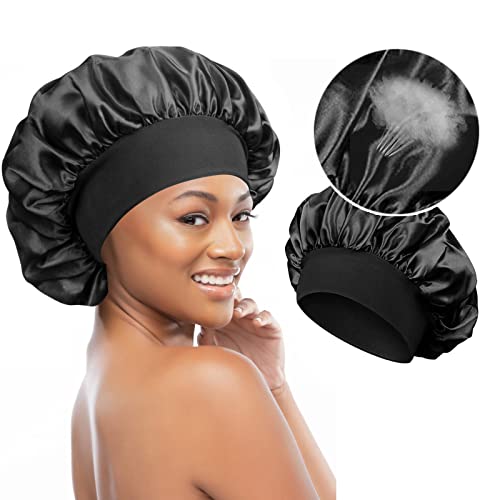 Durma em grande estilo com o capô de seda respirável odocare - boné de cabelo de cetim grande para homens e mulheres negros - boné