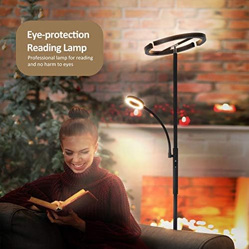 Lâmpada de chão dividida com FIMEI com luz de leitura, lâmpada de pé moderna de LED rotativa com escurecimento por escândalo