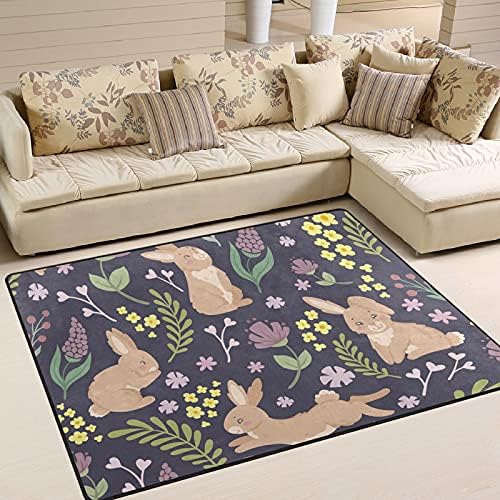 Baxiej Floral Bunny and Flowers Grears Soft Area Rugs Berçário Playmat tape