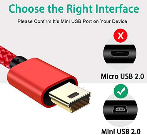 Scovee PS3 Controlador Cabo de carregamento de 6 pés, mini cabo de carregador USB compatível com a GoPro Hero4 Hero4