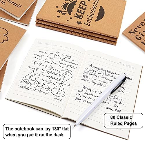 8 Pacote de cadernos Kraft fofos, 8 projetos Mini Pocket A6 Notebook Journal Bloco de notas, Feela Alinhou uma pequena motivação