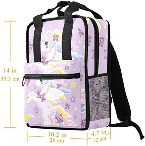 Mochila de viagem VBFOFBV para mulheres, caminhada de mochila ao ar livre esportes mochila casual Daypack, Cartoon Unicorn Rose Purple Moon