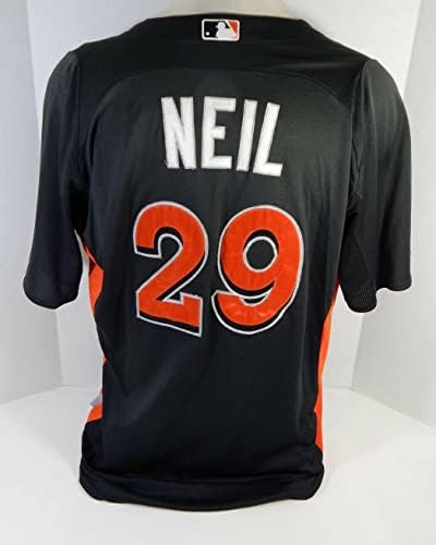 2012-13 Miami Marlins Blaine Neil #29 Game usou Black Jersey St BP 647 - Jogo usada MLB Jerseys