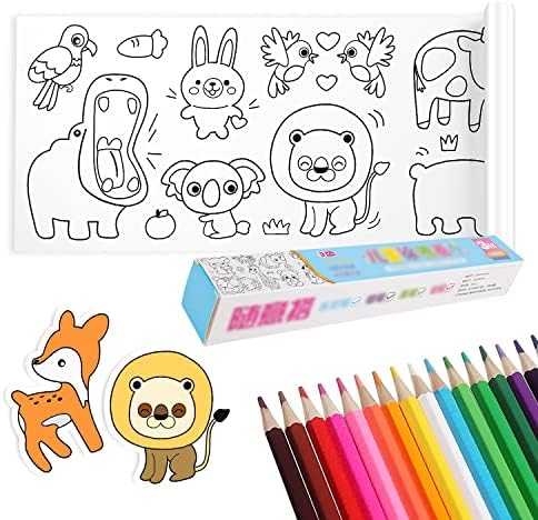 Rolo de desenho infantil, rolo de papel de desenho Diy, rolo de papel para colorir para crianças, rolo de papel de desenho pegajoso,
