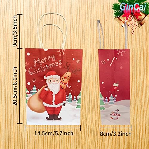 Gincai Kraft Paper Sacos de presentes Pacote de 24 sacolas de papel com alças, sacolas de presente de aniversário, presente multiuso, sacolas de presente de Natal, 8.75x6.25x3.3 polegadas.