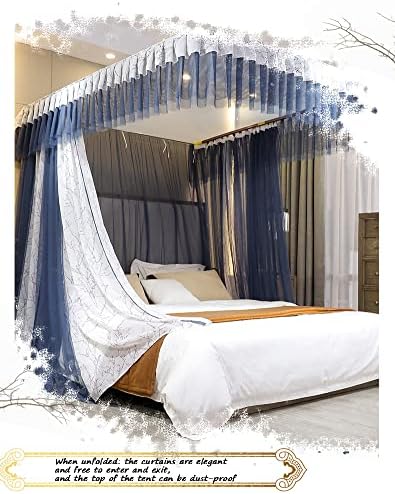 Rede de mosquito wfegsyj com suporte de trilho em forma de U 3 andares de mosquito para camas pode ser usado como presente para