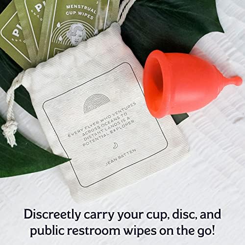 Caixa de bolsa de armazenamento de copo menstrual pixie - suporte orgânico de algodão reutilizável para copos de época, discos e bolas de kegel - armazenar depois de usar esterilizador ou lavagem - recipiente para manter o limpador de copo menstrual