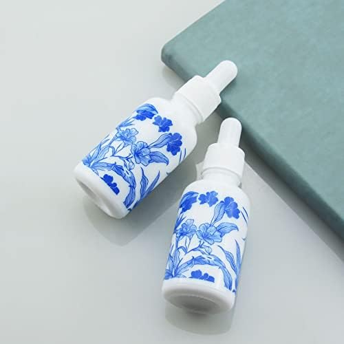 WWOLIFE 4 PCS 1 2/3 onças de porcelana azul e branca garotos de cera de cerâmica de cerâmica de perfume de aromaterapia Recipiente