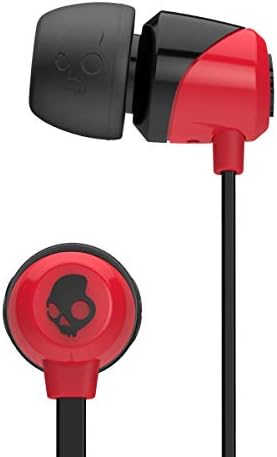 SkullCandy Jib na orelha-orelha-isolando os fones de ouvido, som leve, som estéreo e base aprimorada, conectividade com conectores de 3,5 mm com fio, vermelho/preto