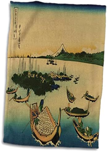 3drose florene asiática - 1840 Figura de pintura japonesa de barcos - toalhas
