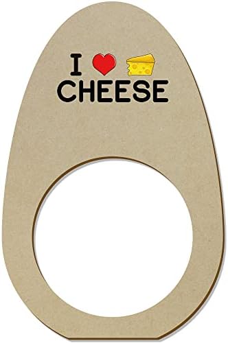 5 x 'eu amo queijo' guardanapos de madeira anéis/suportes