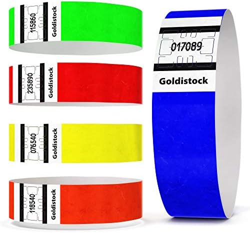 Pulseiras mais pesadas de Tyvek 7,5 mil -Goldistock 200 contagem Rainbow Variety Pack -Bandos de braço de ¾ ” -40 cada: néon verde, azul, vermelho, amarelo e laranja, braçadeiras de festa -pulseiras para eventos