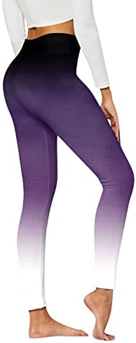 Perneiras de cintura alta para mulheres- gradiente impresso de barriga macia Controle de ioga de ioga para treino correndo plus size