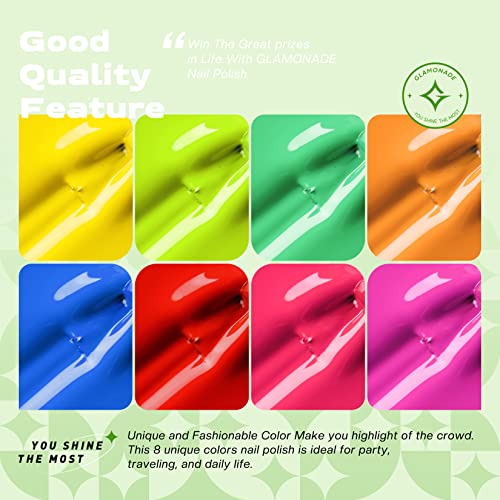 Conjunto de esmaltes de unha glamonada kit de esmalte colorido kit-0.24oz 8 cores não tóxico à base de água de unhas Polho de unhas Presente para mulheres Parque de diversão para meninas
