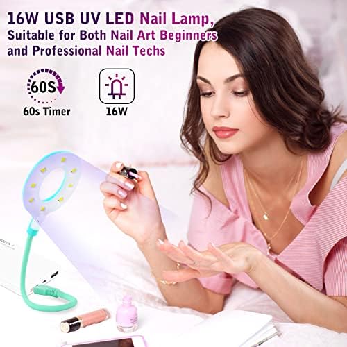 Xttnbm USB UV LED LED LUDER DE PERIFICAÇÃO 16W Mini lâmpada de lâmpada de unhas para pregos de gel, 8 contas UV/LED,