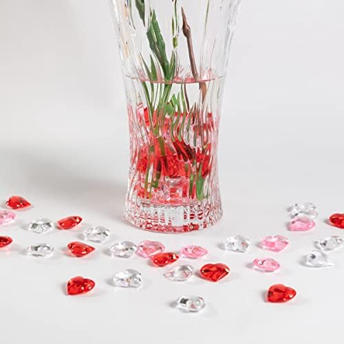 150 peças corações translúcidos de coração de acrílico vermelho gemas para dispersão de mesa, dia dos namorados, casamento,
