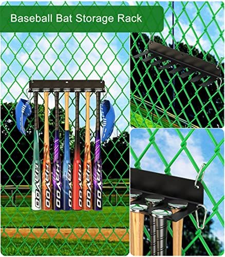Porto de beisebol de parede de parede QBA, 8 pontas de bastão de aço pesado de 8 bastões de bastão de aço para uso de 14 morcegos, organizador de morcegos de softball de beisebol na garagem caseira do esconderijo, 14 morcegos rack