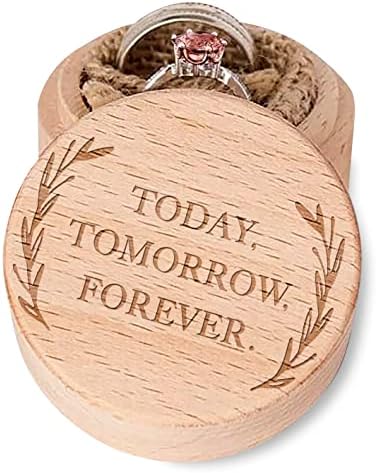 Hoje amanhã para sempre gravado para sempre a caixa de anel de armazenamento de jóias de jóias vintage de madeira vintage, suporte para anel de madeira para namorada esposa noivo de casamento do dia dos namorados presente