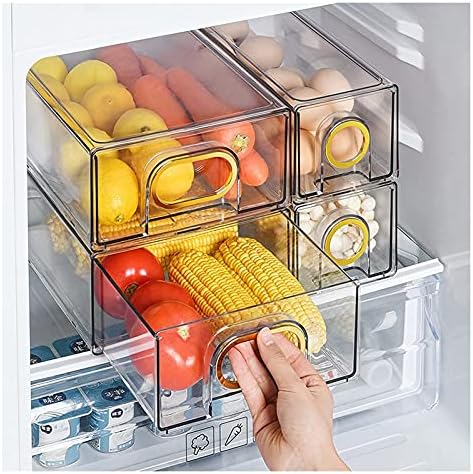 LSZ Gridge Organizer Geladeiro Clear Cozinha Organizador Bin Com caixa de compartimento Caixa de armazenamento Caixa de armazenamento