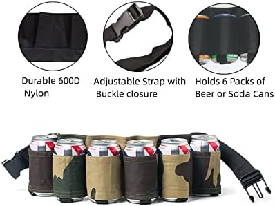 Senvitate Beer Belt, 6 Pack Beer Holster Beverage Belder, Soda Beer Belt Titular para homens, Mulheres, Pacote de Coloque Cerveja Ajustável para festas e piquenique