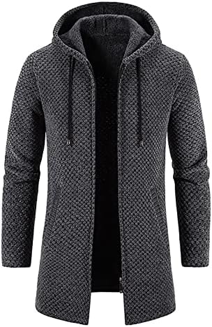 Jaquetas para homens casaco comprido casaco com capuz de manchas de tricô xadrez suéteres de cordão de punho de punho de colapso quente Jaquetas de cores sólidas tops