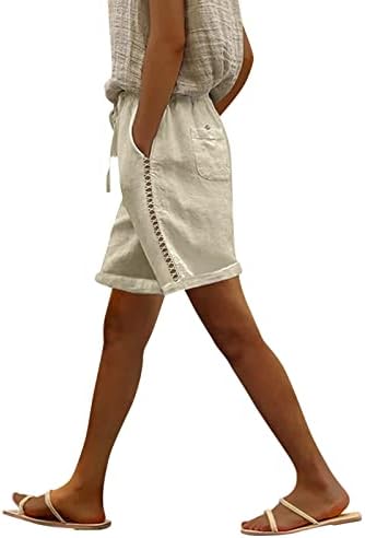 Shorts de linho de algodão para mulheres casuais shorts altos de cintura solta lounge short confortável shorts de ginástica