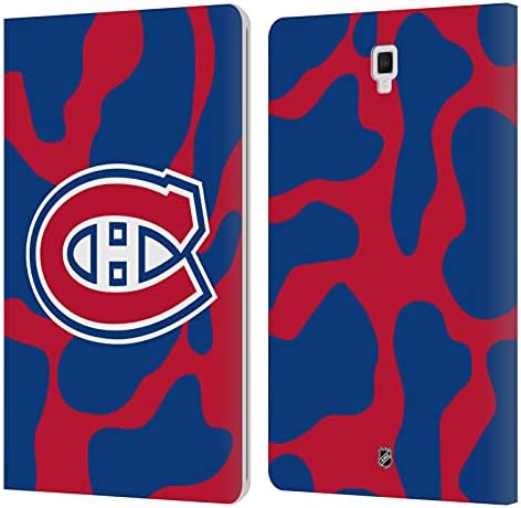 Projetos de capa principal licenciados oficialmente o padrão de vaca NHL Montreal Canadiens Leather Book Carteira Capa compatível com o Galaxy Tab S4 10.5