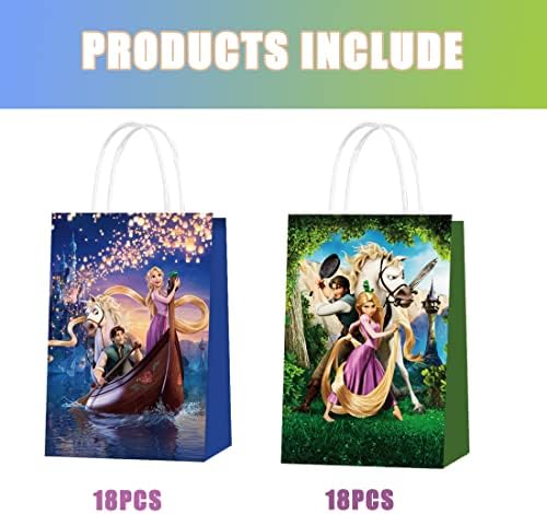 Anymonypf 16 Packs of Princess Paper Bag Rapunzel Party Gift Gift Gift Gift Snack Candy Bag Long Hair Princess Supplies de Party Childrens