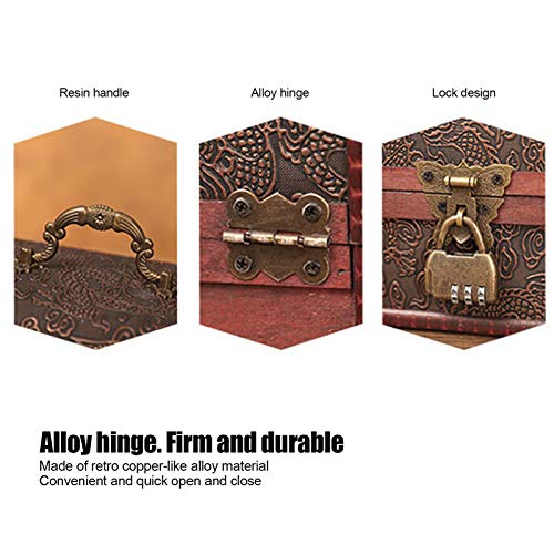 Caixa de armazenamento de madeira vintage Tesouro Tesouro Baú de Jóias de Jóias de Madeira Caixa Decorativa Caixa de Jóias para