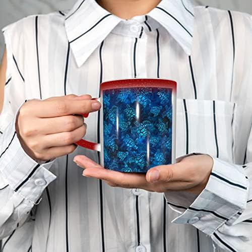 Canecas mágicas de café azul de tartaruga marinha Aseelo - copos de cor personalizados sensíveis ao calor no céu, presente de aniversário