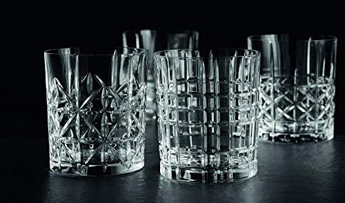 Tumbler de uísque de Nachtmann Highland, vidro cristalino, conjunto de 4 copos, copo de bebida de 4 polegadas para uísques