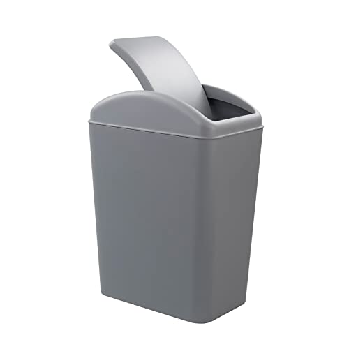 Xowine 4,2 galões de lixo de plástico de plástico lixo com tampa, lata de lixo pequeno, cinza