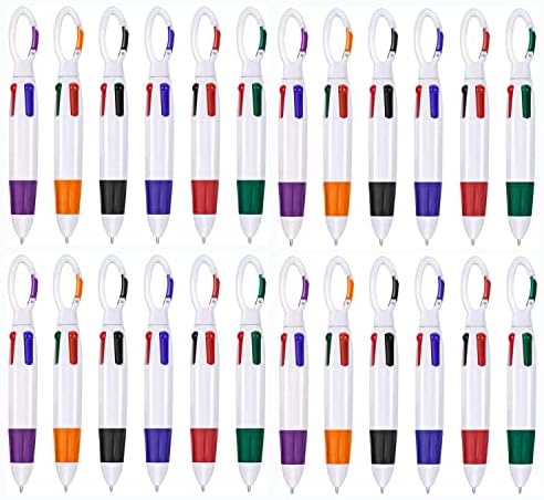 Canetas de crachá de 24pcs de etdyuuta para enfermeiras, canetas 4 cor em um, a granel com o chaveiro retrátil multicolor para estudantes escolares do escritório presente