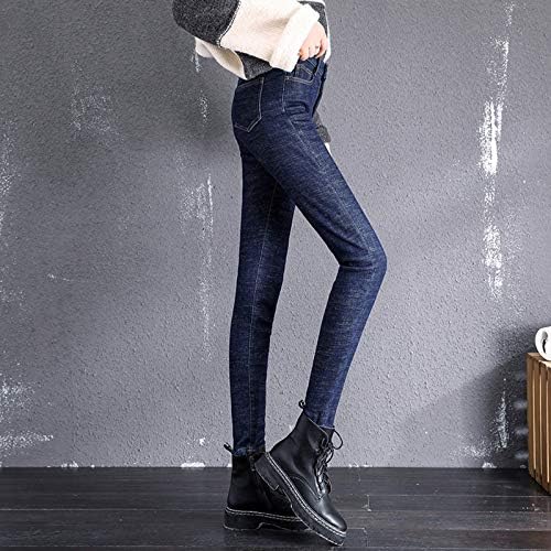 Calças casuais para mulheres para o trabalho Mulheres mais tamanhos e veludo elástico de alta cintura Jeans casual feminino