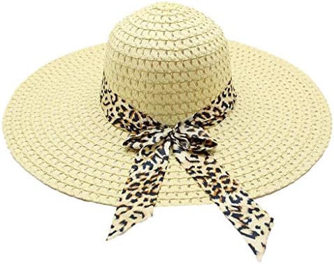 Chapéus de palha para mulheres larga chapéu de sol feminino fluppy leopardo boné palha de palha de verão chapé de beisebol