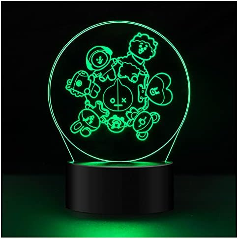 Fatyi BTS Night Light ， 3 em 1 Lâmpada 3D de meninos de Bangtan, com 3 Padrão 16 Alteração de cor LED acrílico USB Lâmpada de cabeceira Presente de aniversário de Natal para presentes do exército