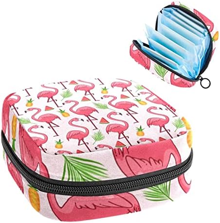 Bolsa de armazenamento de guardanapos sanitários, Flamingos rosa Pineapples Padrão Pattern Menstrual Pad Bag para meninas