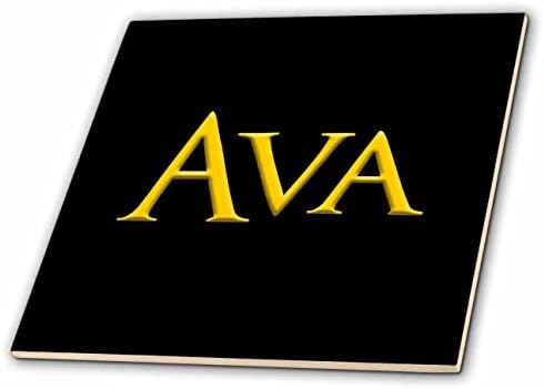 Nome da mulher popular da 3drose Ava na América. Amarelo no Preto Preto - Tiles