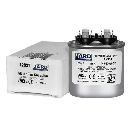 7.5 UF x 370 ou 440 Vac Oval Run Capacitor por Jard 12931