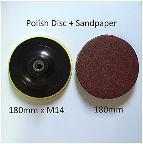 Lia de polimento e lixamento M14 disco de polimento de 180 mm + 10 lenha pegajosa disco de disco 180 mm, usado para acessórios para ferramentas de reprodinador de ângulo