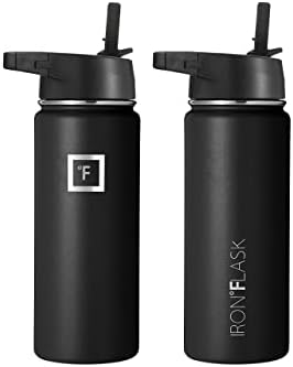 Flash ° Flask Sports Water Bottle - 18oz, 3 tampas, à prova de vazamentos - Ginásio de aço inoxidável e garrafas esportivas