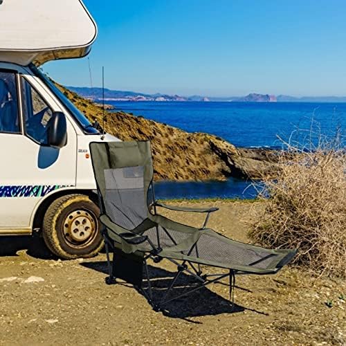 Cadeira de acampamento reclinável de abcanopy dobrável com cadeira de acampamento portátil com apoio de pé, bolsa de armazenamento