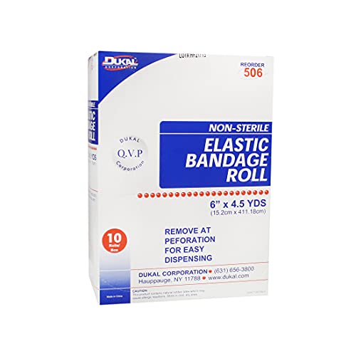 Dukal 506 Elastic Bandage, 6 x 4,5 jardas, não estéril, látex