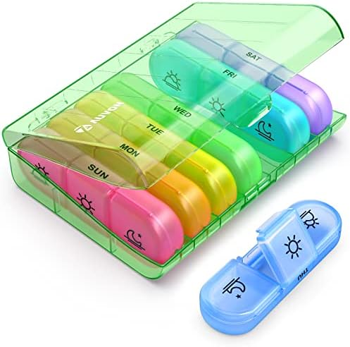 Auvon Weekly Pill Organizer 3-Times por dia, portátil de 7 dias de caixa de comprimidos com grandes compartimentos separados