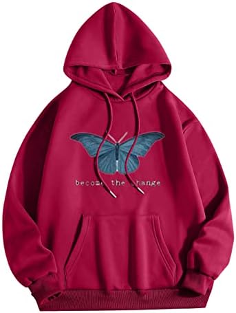 Red Teen Girl Butterfly Sun Coats Crewneck Capuzes Roupa de moletom de manga longa casual com casacos de capuz y7 m