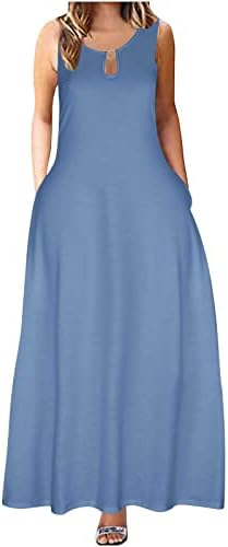 Vestidos de verão de PVCs para mulheres 2023 Vestido de tanque de mangas compridas um vestido maxi vestido de cor sólida com