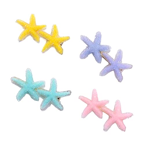 Rugeryss Starfish Hairpins bate clipe de cabelo para meninas e mulheres Barretas de cabelo artesanais, alígradores Bobby Pins 4 PCs, rosa, verde, roxo e amarelo