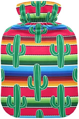 Orencol cactus garrafa de água quente cactos verdes saco colorido de água quente com tampa para compressão quente e fria 1L